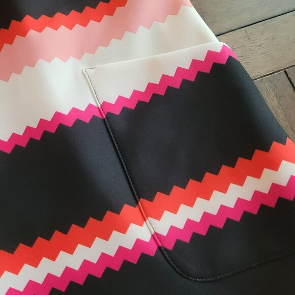 Julian Taylor Zigzag Striped Short Sleeve Sheath Dress Size 10 - Picture 3 of 5